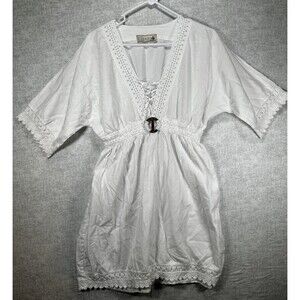 Seaspice Resort Wear Beach Swim Cover-Up Top Peruvian Cotton White Size Large